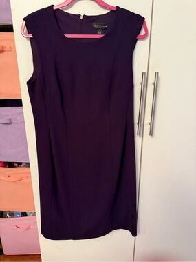 connected apparel Deep Purple Sleeveless Midi Sheath Dress